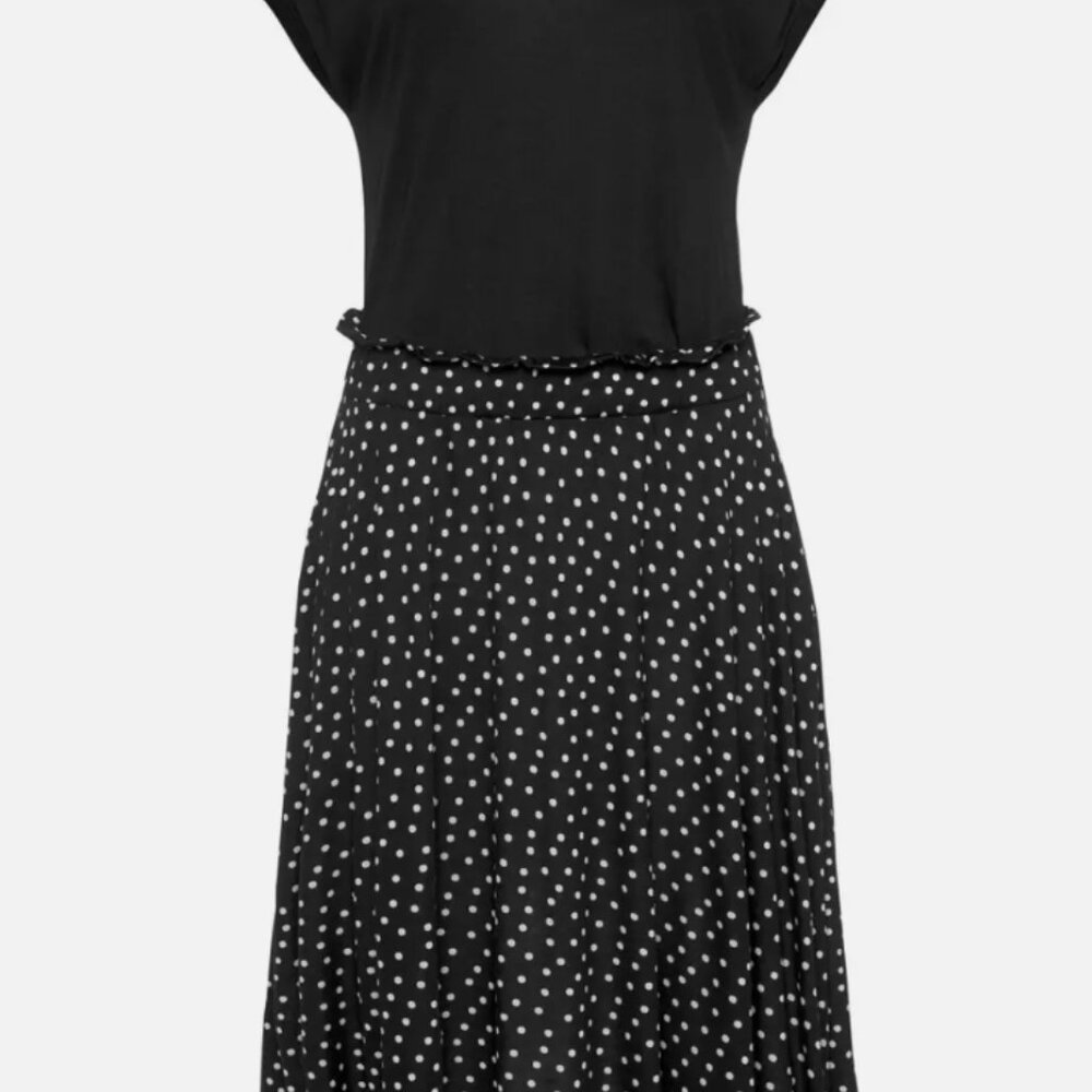 Polka Dot 2 in 1 Look Dress, Black & White, Size M, NEW with Tags, Lascana Pure - Picture 3 of 7